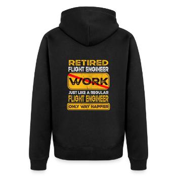 Retirement flight engineer only happier Retired - Unisex Premium Organic Zip Hoodie - black - Back - Nico (187cm)