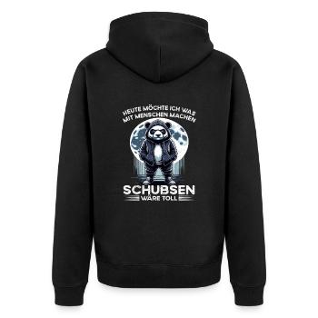 I hate people morning grouch in the office funny - Unisex Premium Organic Zip Hoodie - black - Back - Nico (187cm)