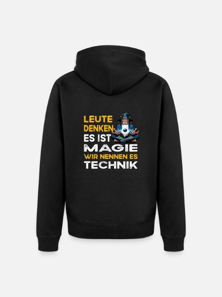 People think magic, technology, science - Unisex Premium Organic Zip Hoodie - black