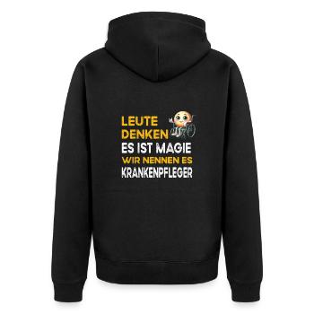 Leute denken Magie Krankenpfleger Krankenpflege - Unisex Premium Bio Zip Hoodie - Schwarz - Hinten - Nico (187cm)