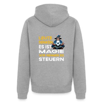 Les gens qui pensent Magic Fiscalité Conseiller fiscal - Veste à capuche bio Premium Unisexe - gris chiné - Dos - Nico (187cm)