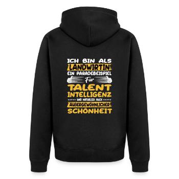 farmer a prime example of talent - Unisex Premium Organic Zip Hoodie - black - Back - Nico (187cm)