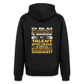 Toolmaker, un excellent exemple de talent - Veste à capuche bio Premium Unisexe - noir - Dos - Nico (187cm)