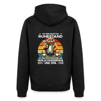 Ich bin im Ruhestand bin Professioneller Opa Papa - Unisex Premium Bio Zip Hoodie - Schwarz - Hinten - Nico (187cm)