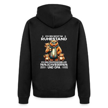 Ich bin im Ruhestand bin Professioneller Opa Papa - Unisex Premium Bio Zip Hoodie - Schwarz - Hinten - Nico (187cm)