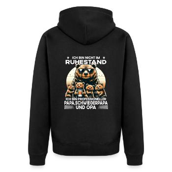 Ich bin im Ruhestand bin Professioneller Opa Papa - Unisex Premium Bio Zip Hoodie - Schwarz - Hinten - Nico (187cm)