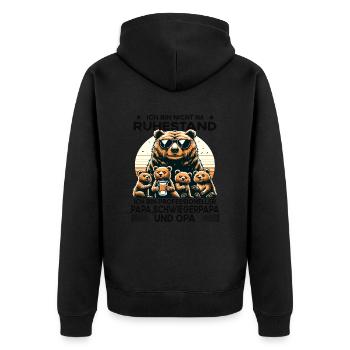 Ich bin im Ruhestand bin Professioneller Opa Papa - Unisex Premium Bio Zip Hoodie - Schwarz - Hinten - Nico (187cm)