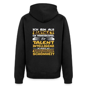 Biathlete a prime example of biathlon - Unisex Premium Organic Zip Hoodie - black - Back - Nico (187cm)