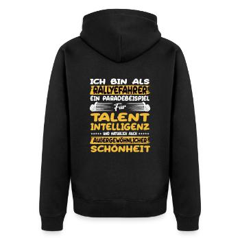 Rally driver a prime example of rally - Unisex Premium Organic Zip Hoodie - black - Back - Nico (187cm)
