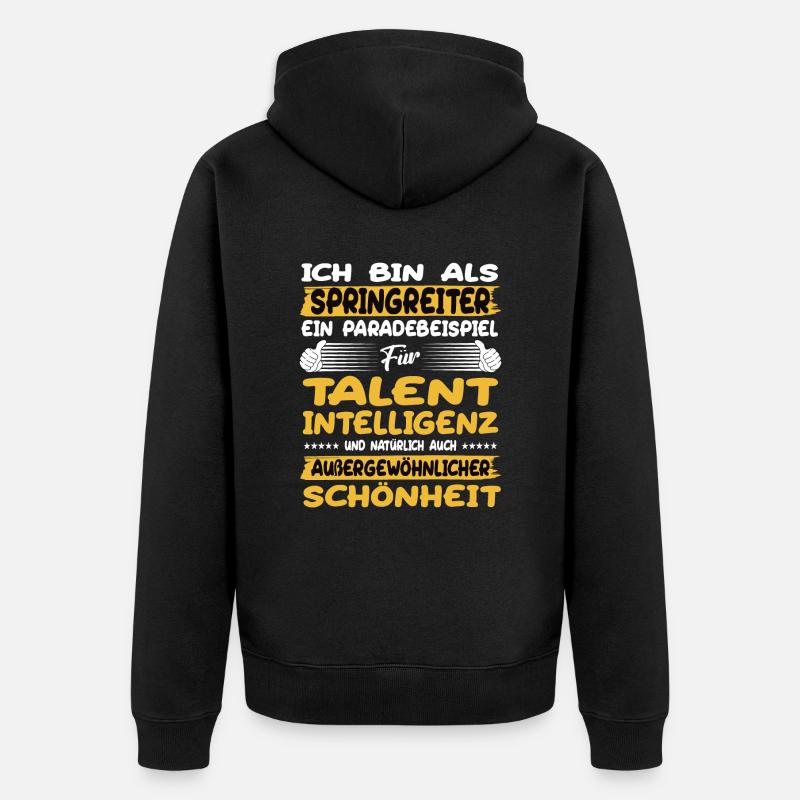 Springreiter ein Paradebeispiel Springreiten - Unisex Premium Bio Zip Hoodie - Schwarz