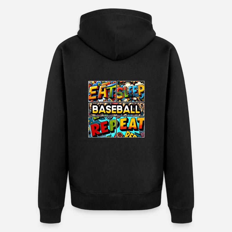 Eat sleep Baseball repeat - Unisex Premium Bio Zip Hoodie - Schwarz