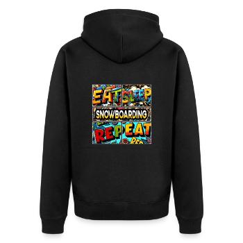 Manger, dormir, faire du snowboard - Veste à capuche bio Premium Unisexe - noir - Dos - Nico (187cm)