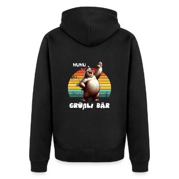 Greetings Bear Huhu Hello - Unisex Premium Organic Zip Hoodie - black - Back - Nico (187cm)
