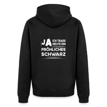 Oui, je porte un noir joyeux aujourd’hui - Veste à capuche bio Premium Unisexe - noir - Dos - Nico (187cm)