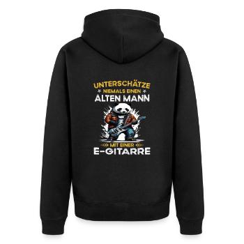 Never underestimate old man with a e - Unisex Premium Organic Zip Hoodie - black - Back - Nico (187cm)