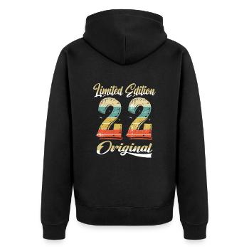 102 ans anniversaire vintage 1922 édition limitée - Veste à capuche bio Premium Unisexe - noir - Dos - Nico (187cm)