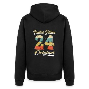 100 Years Birthday Vintage 1924 Limited Edition - Unisex Premium Organic Zip Hoodie - black - Back - Nico (187cm)