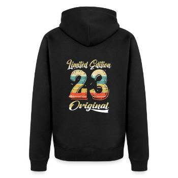 101 Jahre Geburtstag Jahrgang 1923 Limited Edition - Unisex Premium Bio Zip Hoodie - Schwarz - Hinten - Nico (187cm)