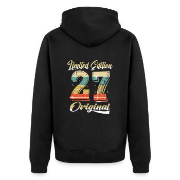 97 Years Birthday Vintage 1927 Limited Edition - Unisex Premium Organic Zip Hoodie - black - Back - Nico (187cm)