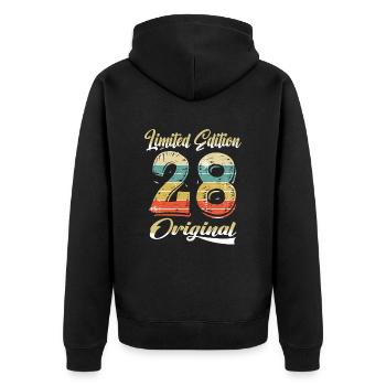 96 ans anniversaire vintage 1928 édition limitée - Veste à capuche bio Premium Unisexe - noir - Dos - Nico (187cm)