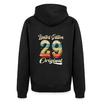 95 ans anniversaire vintage 1929 édition limitée - Veste à capuche bio Premium Unisexe - noir - Dos - Nico (187cm)