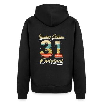 93 ans anniversaire vintage 1931 édition limitée - Veste à capuche bio Premium Unisexe - noir - Dos - Nico (187cm)