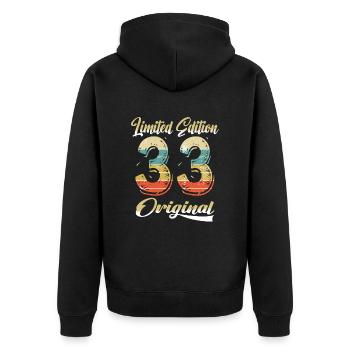 91 Years Birthday Vintage 1933 Limited Edition - Unisex Premium Organic Zip Hoodie - black - Back - Nico (187cm)