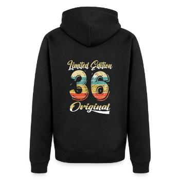 88 ans anniversaire vintage 1936 édition limitée - Veste à capuche bio Premium Unisexe - noir - Dos - Nico (187cm)