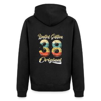 86 Years Birthday Vintage 1938 Limited Edition - Unisex Premium Organic Zip Hoodie - black - Back - Nico (187cm)