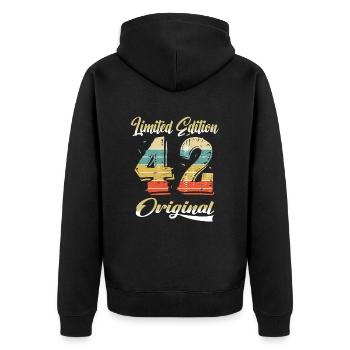 82 Ans Anniversaire Vintage 1942 Édition Limitée - Veste à capuche bio Premium Unisexe - noir - Dos - Nico (187cm)