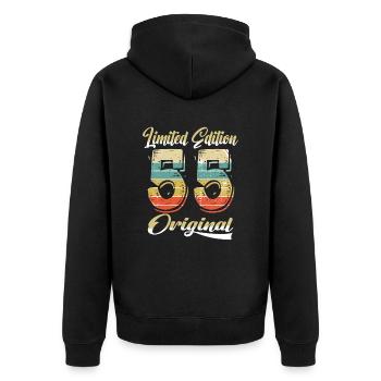 69 ans anniversaire vintage 1955 édition limitée - Veste à capuche bio Premium Unisexe - noir - Dos - Nico (187cm)