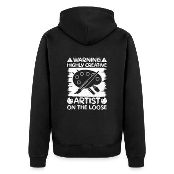 Avertissement de peintre d’art drôle très créatif - Veste à capuche bio Premium Unisexe - noir - Dos - Nico (187cm)