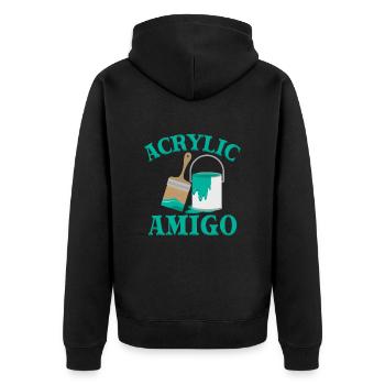 Funny Art Painter Acrylic Amigo Drawing Artist - Unisex Premium Bio Zip Hoodie - Schwarz - Hinten - Nico (187cm)