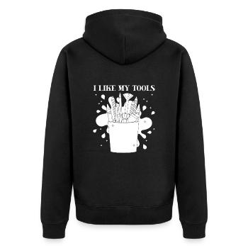 Funny Art Painter I Like My Tools Drawing Gifts - Unisex Premium Organic Zip Hoodie - black - Back - Nico (187cm)