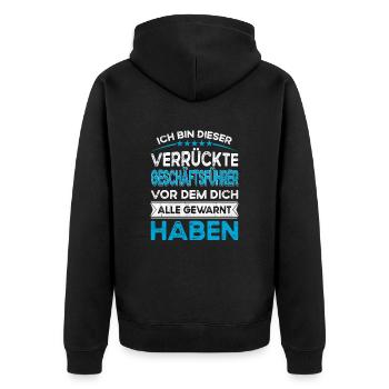 Je suis ce PDG légendaire et fou - Veste à capuche bio Premium Unisexe - noir - Dos - Nico (187cm)