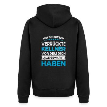 I'm that lazy crazy waiter - Unisex Premium Organic Zip Hoodie - black - Back - Nico (187cm)