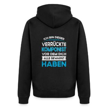 Ich bin dieser legändere Verrückte Komponist - Unisex Premium Bio Zip Hoodie - Schwarz - Hinten - Nico (187cm)