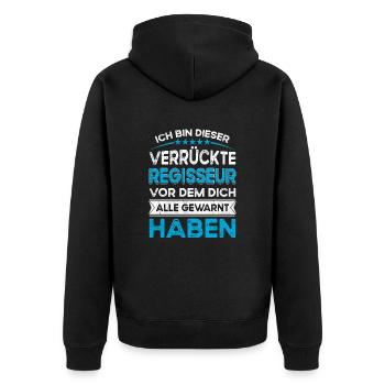 Ich bin dieser legändere Verrückte Regisseur - Unisex Premium Bio Zip Hoodie - Schwarz - Hinten - Nico (187cm)