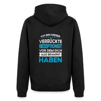 Je suis cette réceptionniste légendaire et folle - Veste à capuche bio Premium Unisexe - noir - Dos - Nico (187cm)