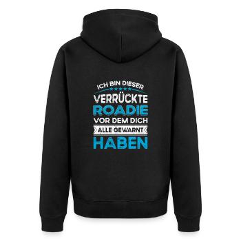 Je suis ce roadie fou paresseux - Veste à capuche bio Premium Unisexe - noir - Dos - Nico (187cm)