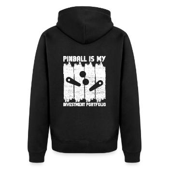 Pinball Is My Investment Portfolio Pinball Machine - Unisex Premium Bio Zip Hoodie - Schwarz - Hinten - Nico (187cm)