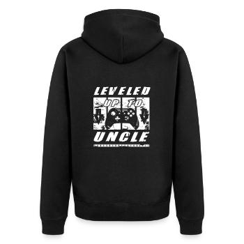 Leveled Up To Uncle You Gonna Be A Uncle - Unisex Premium Bio Zip Hoodie - Schwarz - Hinten - Nico (187cm)