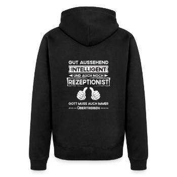 réceptionniste, beau, intelligent - Veste à capuche bio Premium Unisexe - noir - Dos - Nico (187cm)