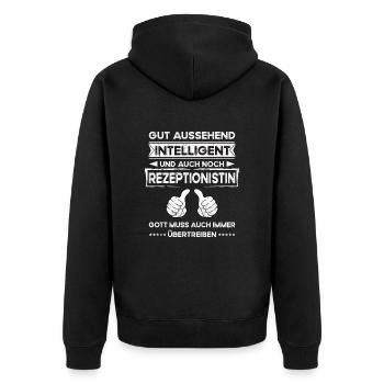 Réceptionniste, Beau, Intelligent - Veste à capuche bio Premium Unisexe - noir - Dos - Nico (187cm)