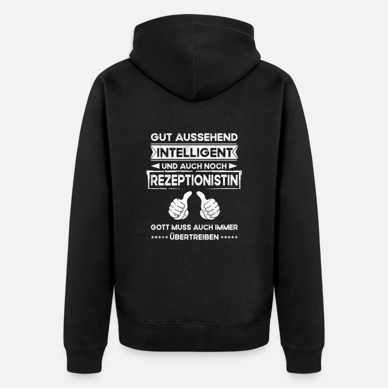 Réceptionniste, Beau, Intelligent - Veste à capuche bio Premium Unisexe - noir