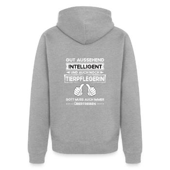 Tierpflegerin Gut Aussehend Intelligent - Unisex Premium Bio Zip Hoodie - Grau meliert - Hinten - Nico (187cm)
