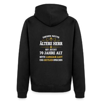 Geburtstag 70 Jahre dieser nette ältere Herr - Unisex Premium Bio Zip Hoodie - Schwarz - Hinten - Nico (187cm)