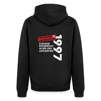 Gagnant du test d’anniversaire du 27e anniversaire Né en 1997 - Veste à capuche bio Premium Unisexe - noir - Dos - Nico (187cm)