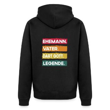 Husband Father Darts Legend Father's Day - Unisex Premium Organic Zip Hoodie - black - Back - Nico (187cm)