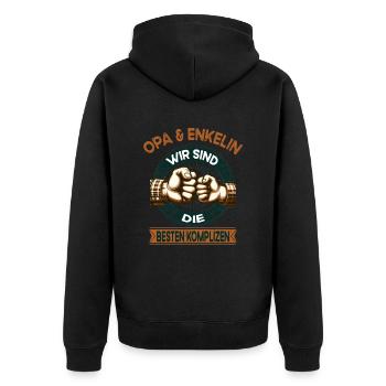 Opa und Enkelin die besten Komplizen Team - Unisex Premium Bio Zip Hoodie - Schwarz - Hinten - Nico (187cm)